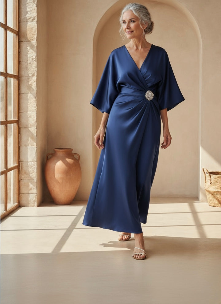 Luxe Shimmer Satin Long Dress